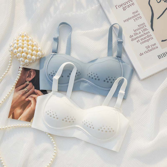 for Women Blue Green One-Piece Bra Sets Seamless Bralette Cotton Panties Push Up Underwear Wireless Lingerie Set A B