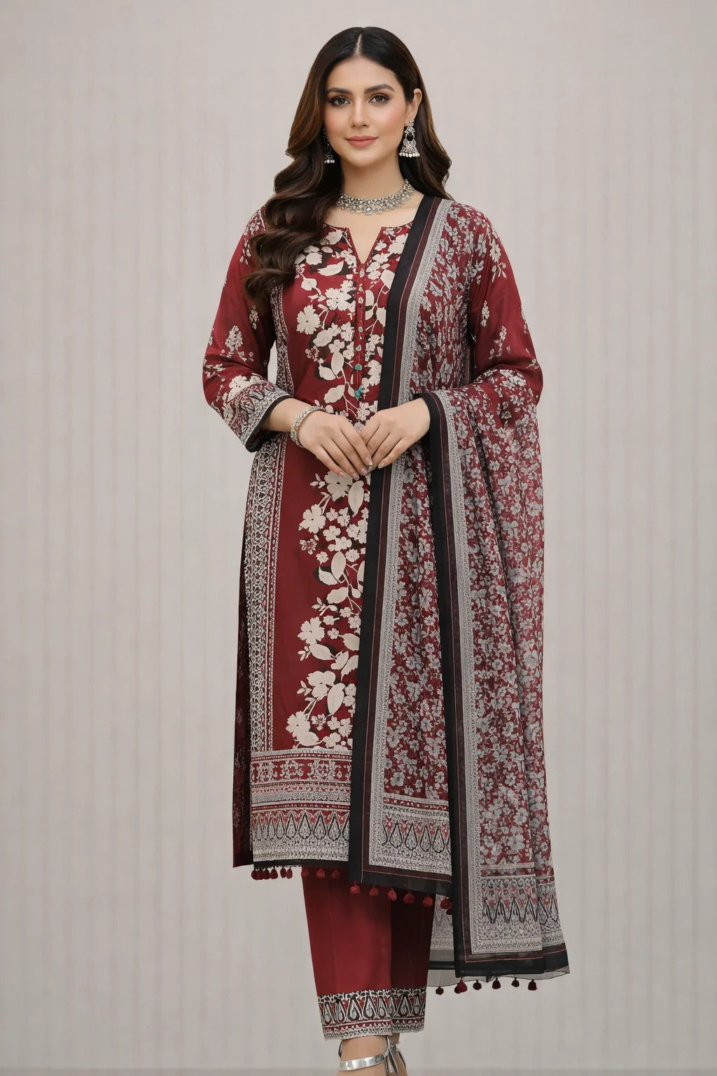 Swiss Lawn Unstitched 3 Piece Suit - A1782