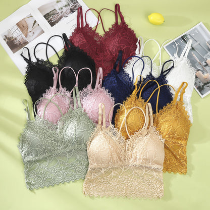Linbaiway Women Lace Bras Tube Top Underwear Sexy Seamless Push Up Bralette Crop Top Female Padded Brassiere Bralette