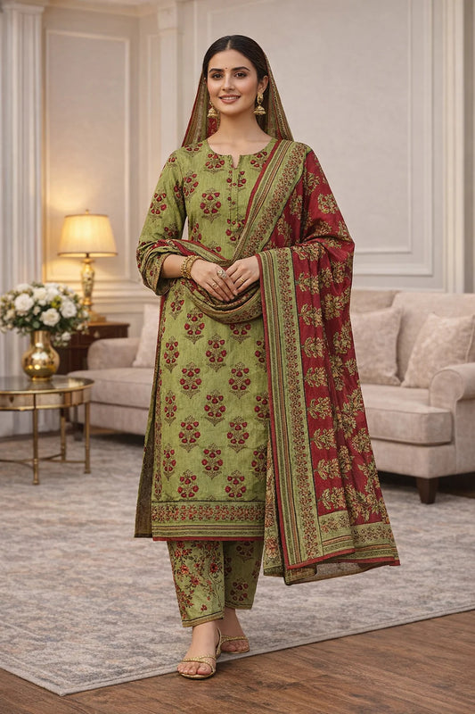 Swiss Lawn Unstitched 3 Piece Suit - A1817