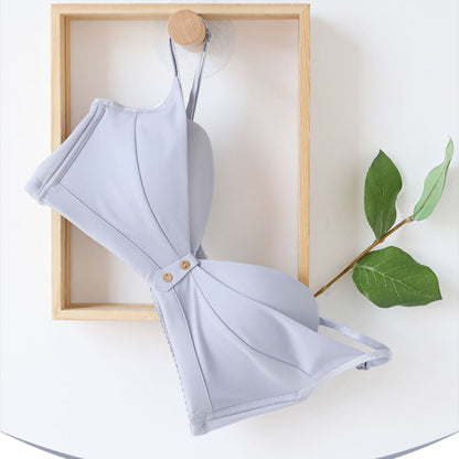 For Women Pink Gray Bra Bralette One-Piece Cotton Panties Bra Sets Trim Sexy Lingerie Sets Wireless Underwear A B