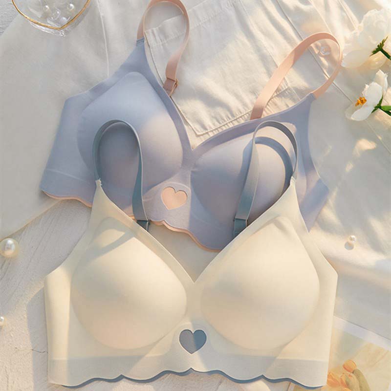 for Women Pink Blue One-Piece Bra Sets Seamless Bralette Cotton Panties Push Up Underwear Wireless Lingerie Set