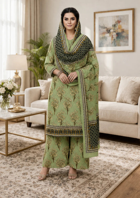 Swiss Lawn Unstitched 3 Piece Suit - A1796