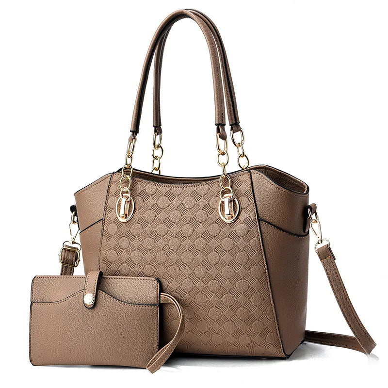 2024 New PU Leather Large Capacity Tote Bag Women's Chain One Shoulder Bag Fashion Women's Handbag with Wallet Bolsa Feminina