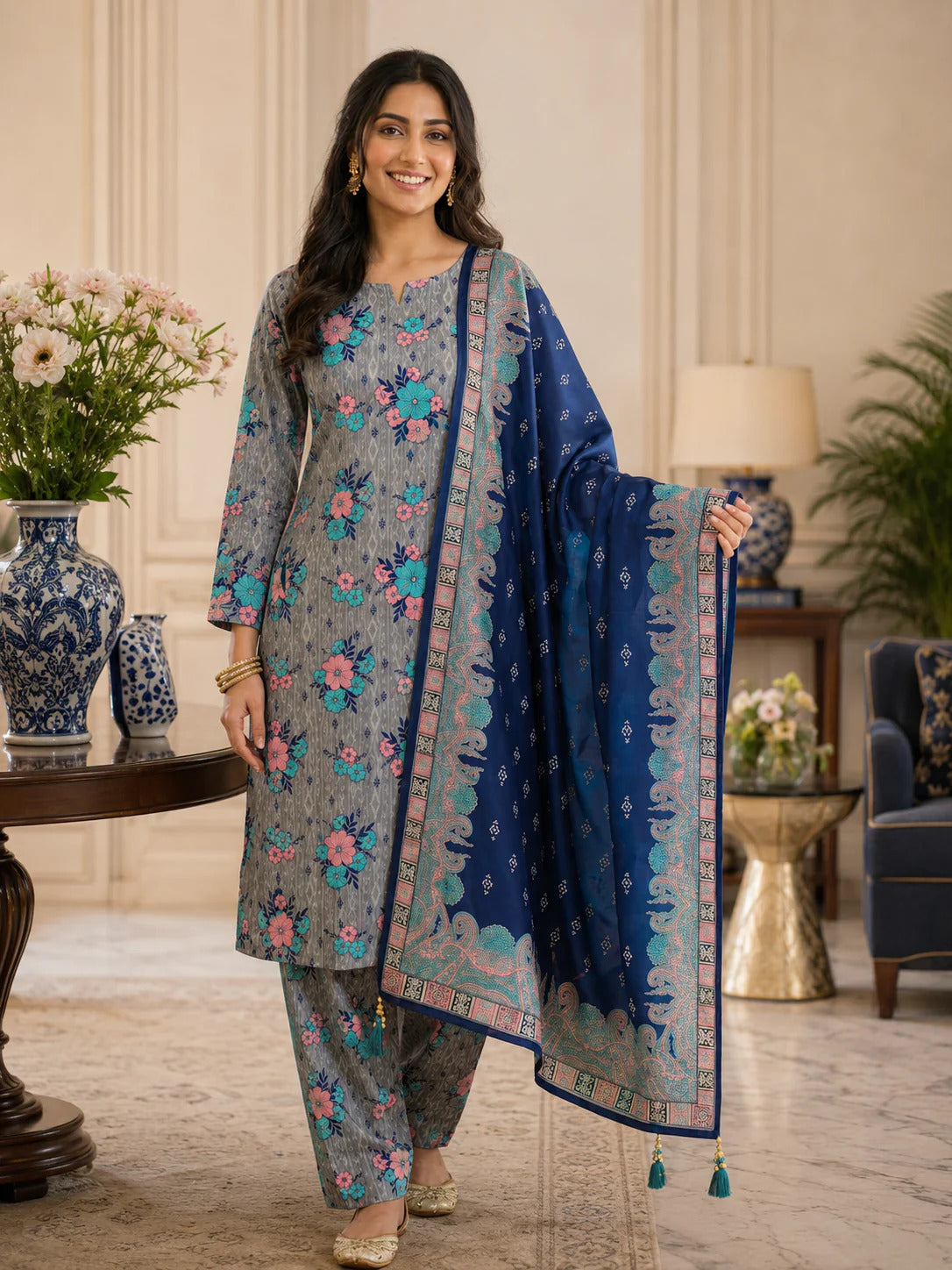 Swiss Lawn Unstitched 3 Piece Suit - A1741