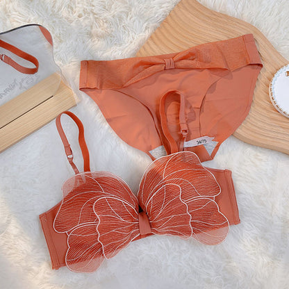 New For Women Red Green Sexy Lingerie Bralette Push Up Cotton Panties Wireless Bra Sets Underwear A B Female Bras