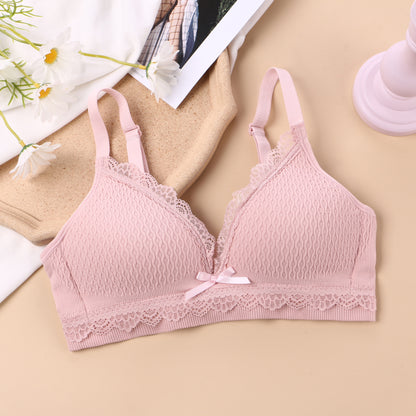 New Women Bra Sexy Lace Triangle Cup Brassiere Small Breasts Wireless Adjustable Lingerie Underwear