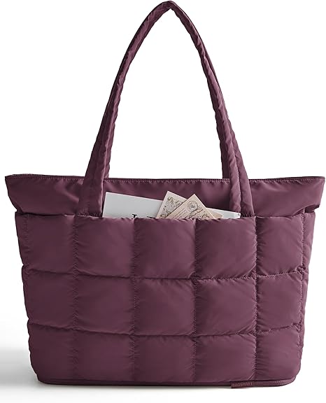 Expandable Tote Bag for Women, Puffer Work Tote Handbag, Quilted Carry On Bag for Travel Gym