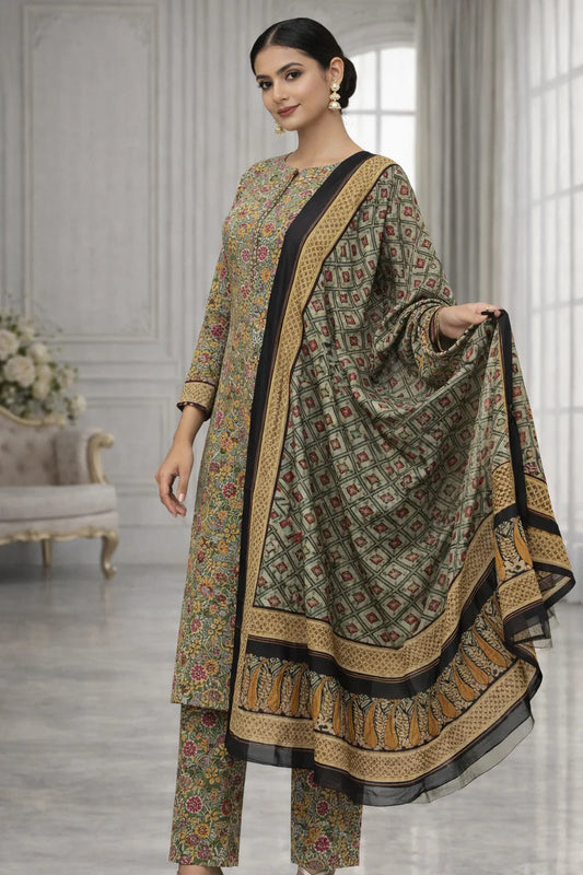 Swiss Lawn Unstitched 3 Piece Suit - A1711