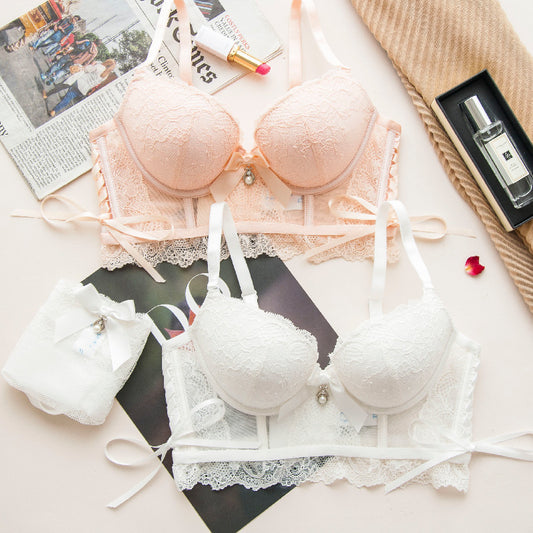 New For Women Sexy Lingerie Lace Straps Bralette Cotton Panties Push Up Underwire Bra Sets Underwear Big Size