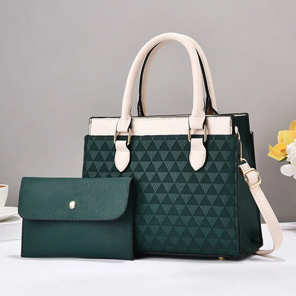 Women's Contrast Simple Shoulder Crossbody Composite Bag Quality Leather Ladies Handbag with Purses Womens Messenger Tote Bags