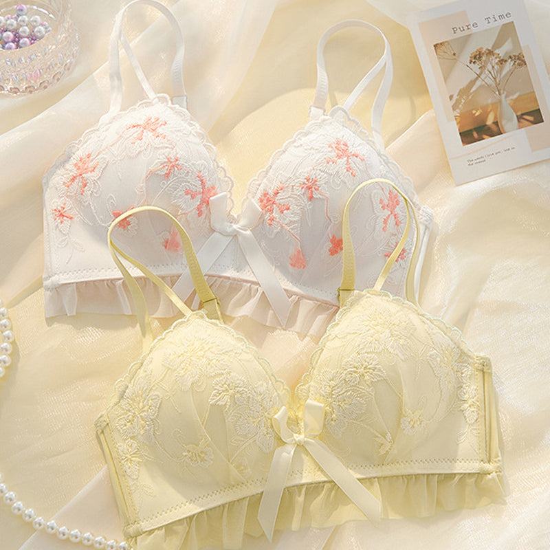 Women Red Sexy Lingerie Sets Wireless Lace Padded Cotton Panties Padded Bras Push Up Bra Sets Underwear A B