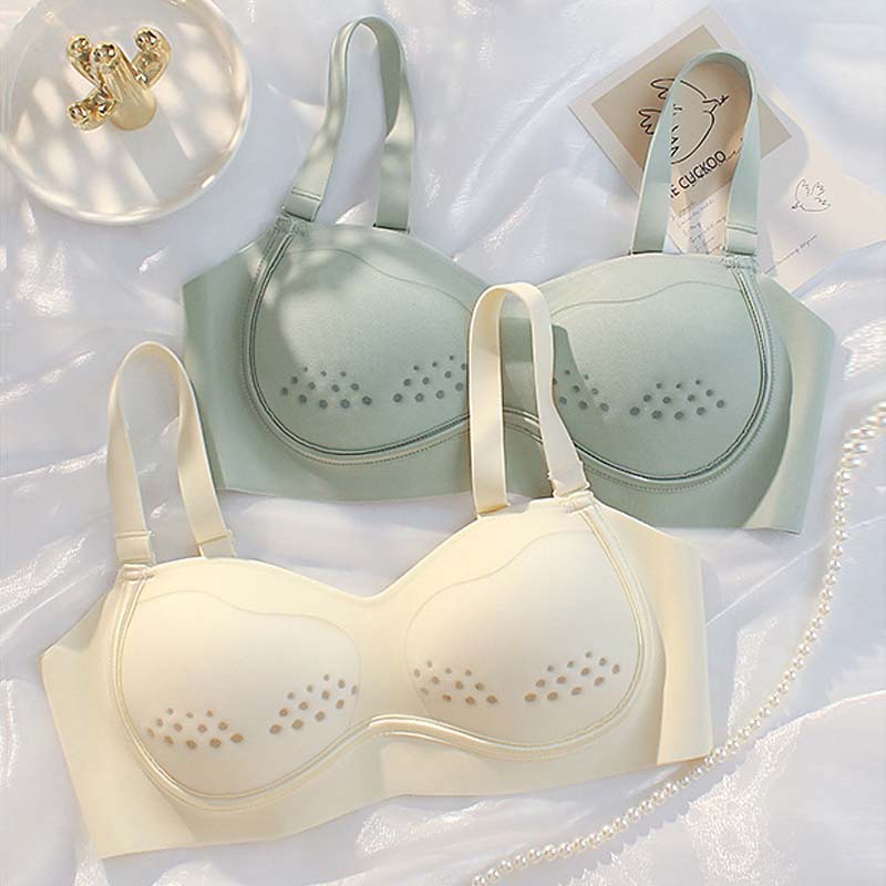 for Women Blue Green One-Piece Bra Sets Seamless Bralette Cotton Panties Push Up Underwear Wireless Lingerie Set A B