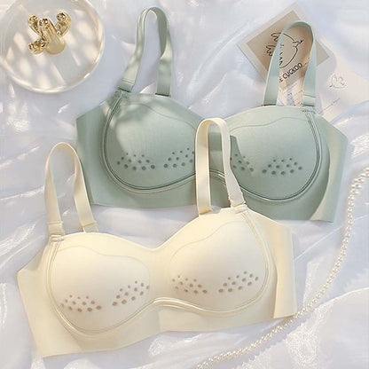 for Women Blue Green One-Piece Bra Sets Seamless Bralette Cotton Panties Push Up Underwear Wireless Lingerie Set A B