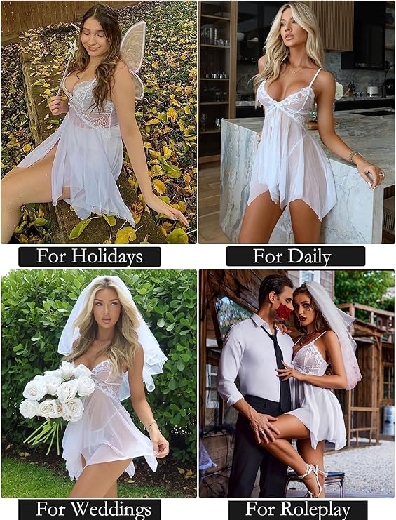 Lingerie for Women Lace Babydoll Sleepwear Boudoir Outfits