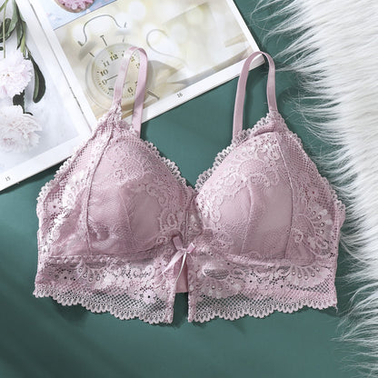 Triangle Cup Lace Bralette Bras for Women Sexy Tank Tops Crop Tops Female Gathered Padded Underwear Brassiere
