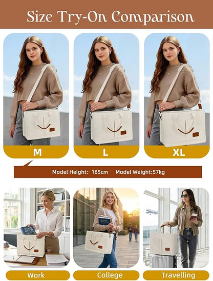 Tote Bag for Women with Zipper Closure & Individual Compartments for Work College for Teacher & Nurse