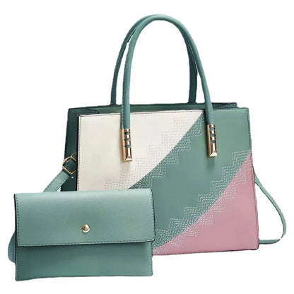 2024 New Fashion Spliced Women's Handbag European and American 2 Piece Set Shoulder Crossbody Bag Women's Casual Tote Bag