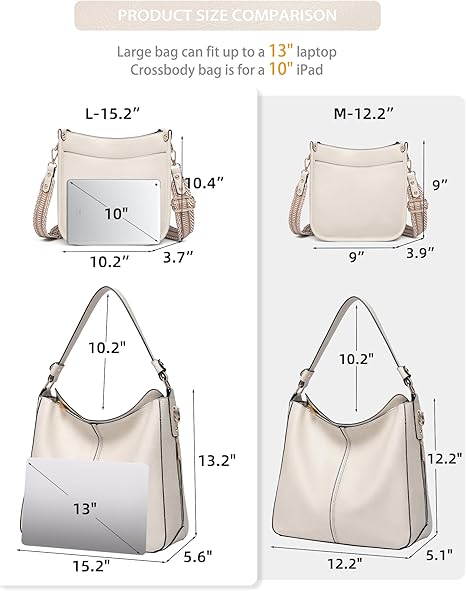 Purses for Women 3PCS, Crossbody Bags Set Large Leather Purse Shoulder Handbags with Wallet Adjustable Straps for Ladies