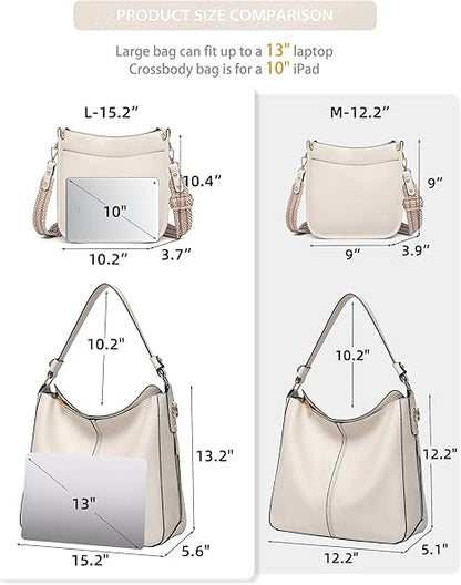 Purses for Women 3PCS, Crossbody Bags Set Large Leather Purse Shoulder Handbags with Wallet Adjustable Straps for Ladies