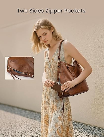 Crossbody Bags for Women Designer Faux Leather Hobo Handbags Retro Large Size Shoulder Bag Bucket Purse