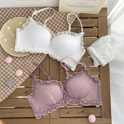 New For Women Pink Pruple Lace Wireless Bralette Panties Push Up Bra Sets Underwear Sexy Lingerie Sets