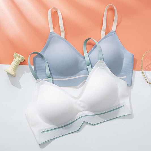 for Women Pink Blue One-Piece Bra Sets Seamless Bralette Cotton Panties Push Up Underwear Wireless Lingerie Set A B