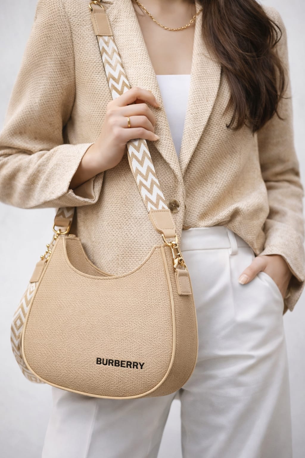 DOUBLE ZIPPER HALFMOON HANDBAG FOR FEMALE