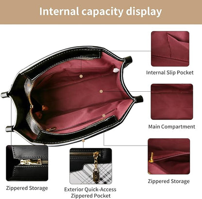Handbags for Women, 3Pcs Women's Handbags Fashion PU Leather, Tote Shoulder Top Handle Satchel Purse Bags