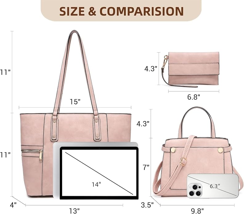 Purses and Handbags for Women Tote Bag Shoulder Bag Top Handle Satchel Purse Set with Wallet Large Work Tote 3pcs