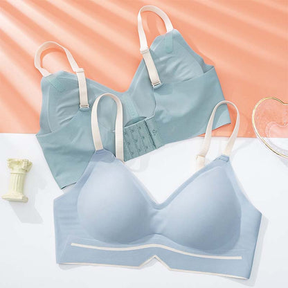 for Women Pink Blue One-Piece Bra Sets Seamless Bralette Cotton Panties Push Up Underwear Wireless Lingerie Set A B