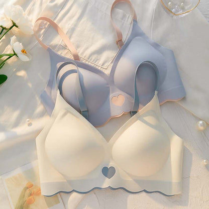 for Women Pink Blue One-Piece Bra Sets Seamless Bralette Cotton Panties Push Up Underwear Wireless Lingerie Set