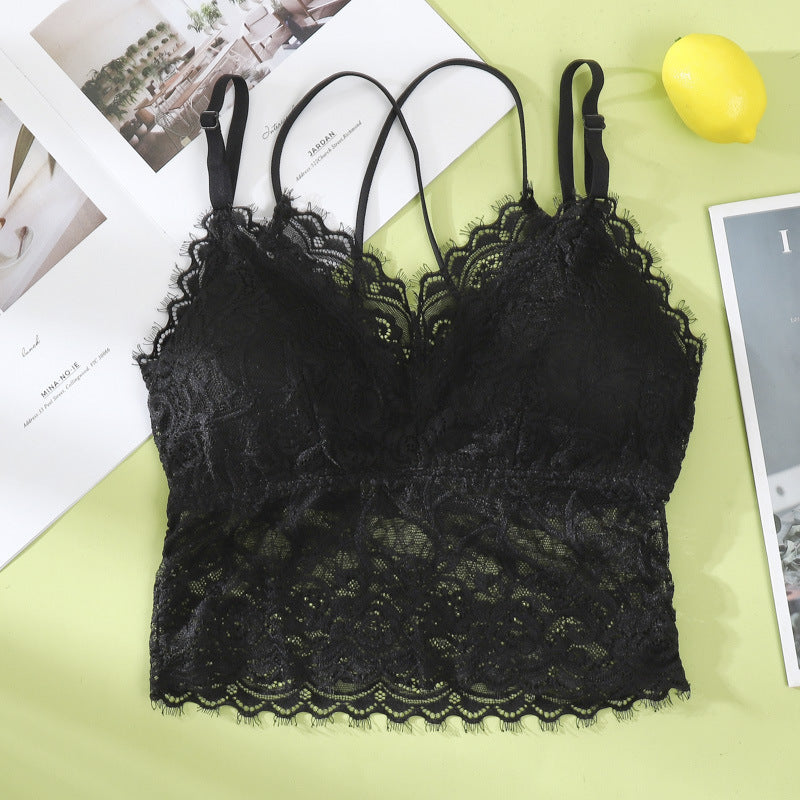 Linbaiway Women Lace Bras Tube Top Underwear Sexy Seamless Push Up Bralette Crop Top Female Padded Brassiere Bralette