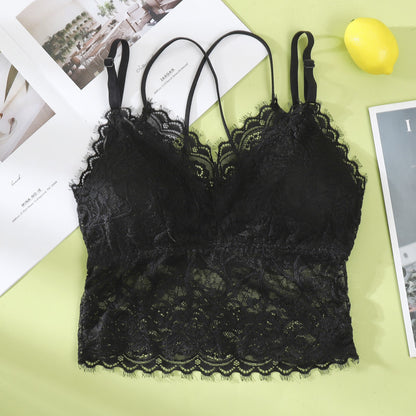 Linbaiway Women Lace Bras Tube Top Underwear Sexy Seamless Push Up Bralette Crop Top Female Padded Brassiere Bralette