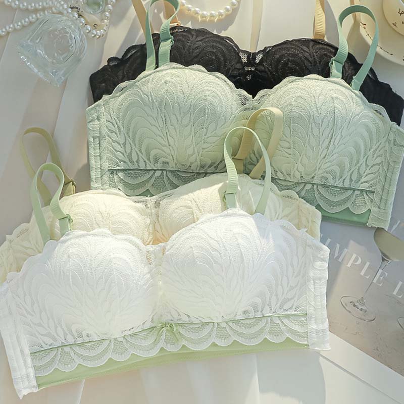 Women Lingerie Lace Straps Bralette Soft Trim Padded Panties A B Invisible Strapless Push Up Wireless Bra Sets