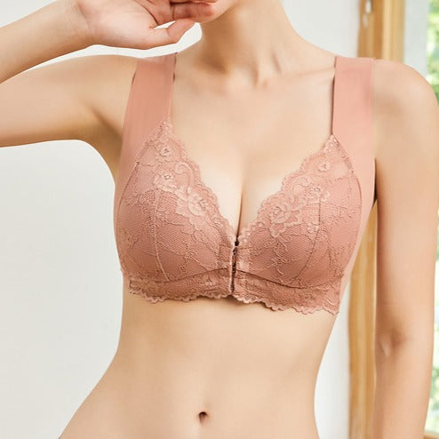 Seamless bra gathered breathable bra women underwear Front Buckle bra beautiful back bra wrapped chest push up bra Orthostatic posture bra