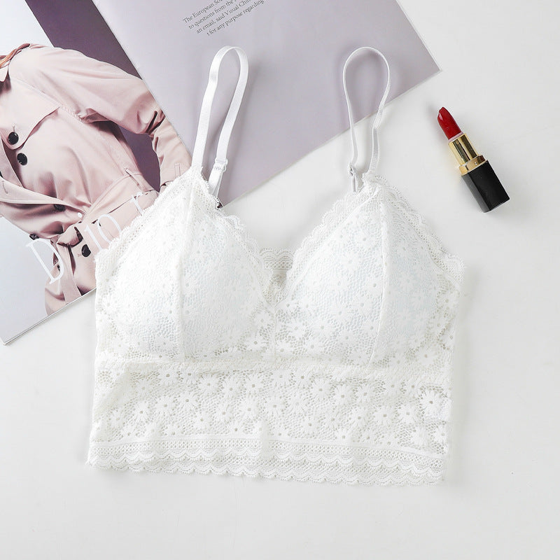 Women  Lingerie Bralette Bra Beauty Back Padded Hollow Out Tank Camis Underwear Bralette Gathered Female Crop Tops