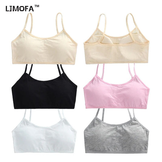 Bra for Girls 12 Years Spaghetti Straps Brassiere Underwear Cotton Kid Adolescente Training Breathable Child Teenage B209