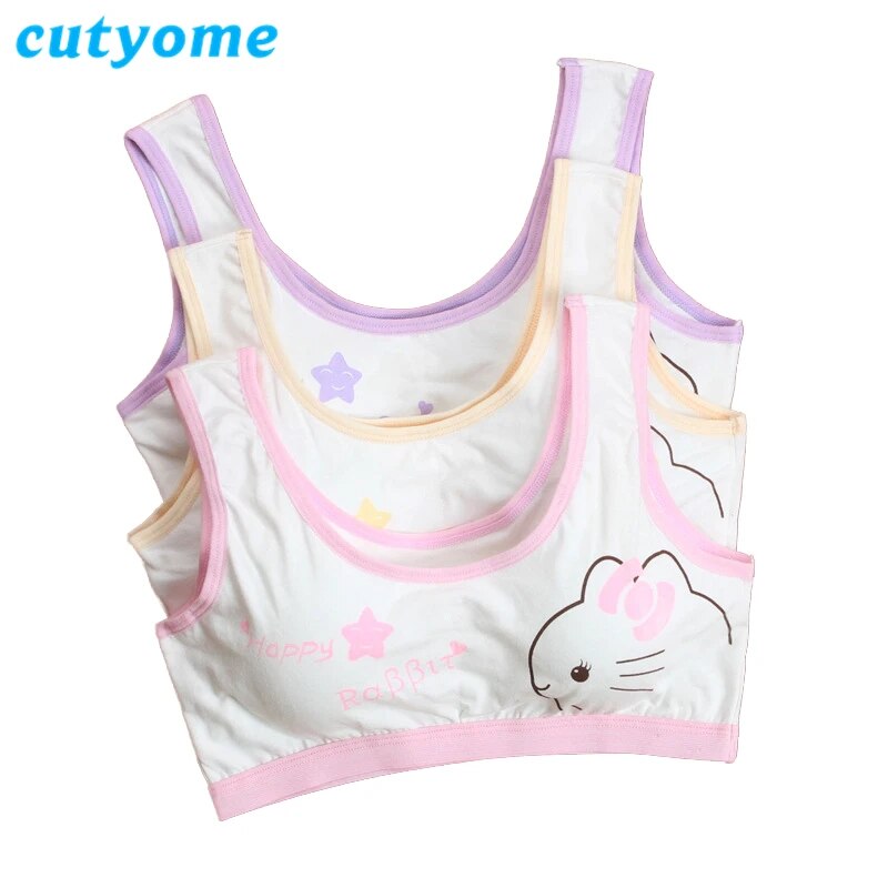 1pc Cutyome Teen Bras For Children Cotton Wireless Padded Students Training Underwear Young Puberty Girls Bra Kids Undergarments