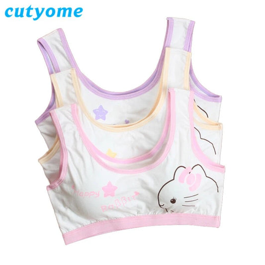 1pc Cutyome Teen Bras For Children Cotton Wireless Padded Students Training Underwear Young Puberty Girls Bra Kids Undergarments