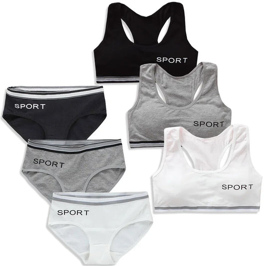 Pantie and Bra Girls Underwear Vest Development Teens Suit Pure Cotton Vest Double Layer Hipster Puberty Little Girl's