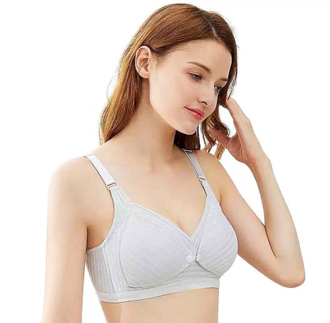 Maternity Button Bra Front Open Cup B C D For Women with Floral & Random Design Baby breast feeding 100% Cotton Wireless Bra For Women And Girls