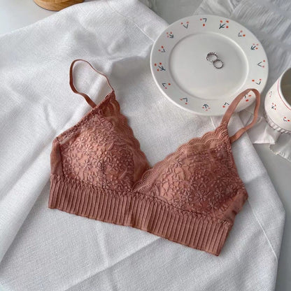 Lace Bras for Women  Female Lingerie Backless Brassiere Breathable Underwear Push Up Wireless Solid Color Underclothes
