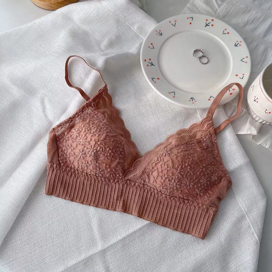 Lace Bras for Women  Female Lingerie Backless Brassiere Breathable Underwear Push Up Wireless Solid Color Underclothes