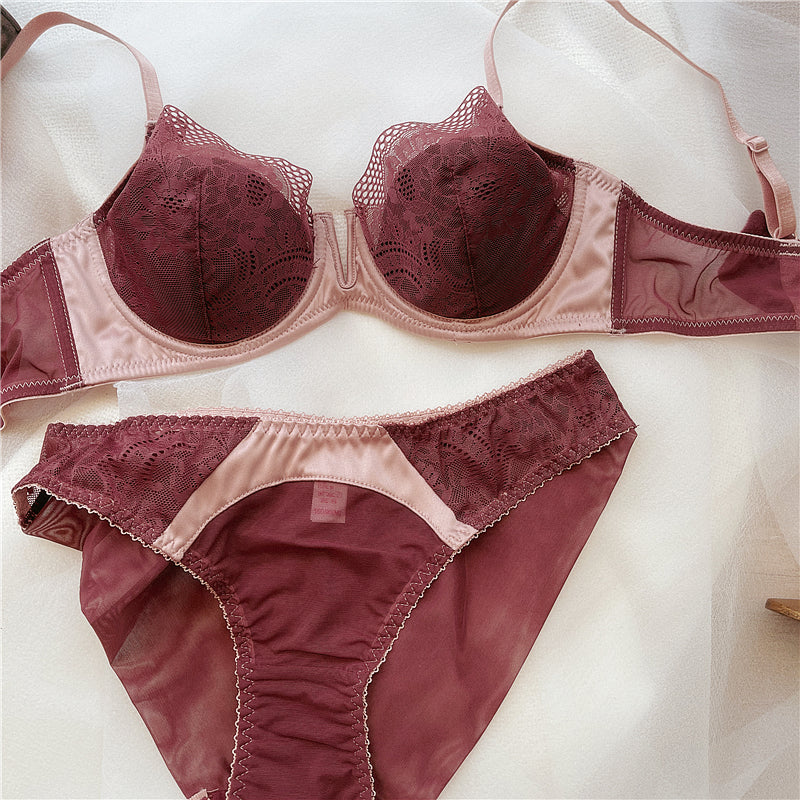 Women's Lace Bra Sets Seamless Underwear Backless Vest  Padded Bralette Lingerie Ultrathin Bra & Brief Sets Female Intimates