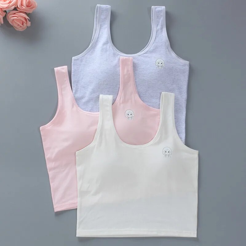 Girls' Tank Top Long Pure Cotton Children's Girls' Bra Summer Wear Strap Underwear Students Girls Clothes For Teens Sports Bra